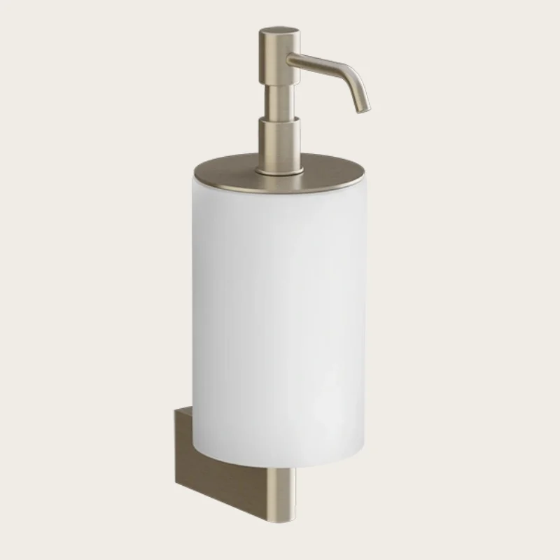 Дозатор для жидкого мыла, Gessi, Origini, шгв 75*127*229, цвет дозатора-Finox Brushed Nickel/белый