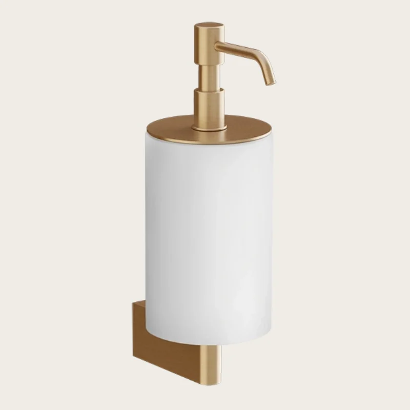 Дозатор для жидкого мыла, Gessi, Origini, шгв 75*127*229, цвет дозатора-Warm Bronze Brushed PVD/белый