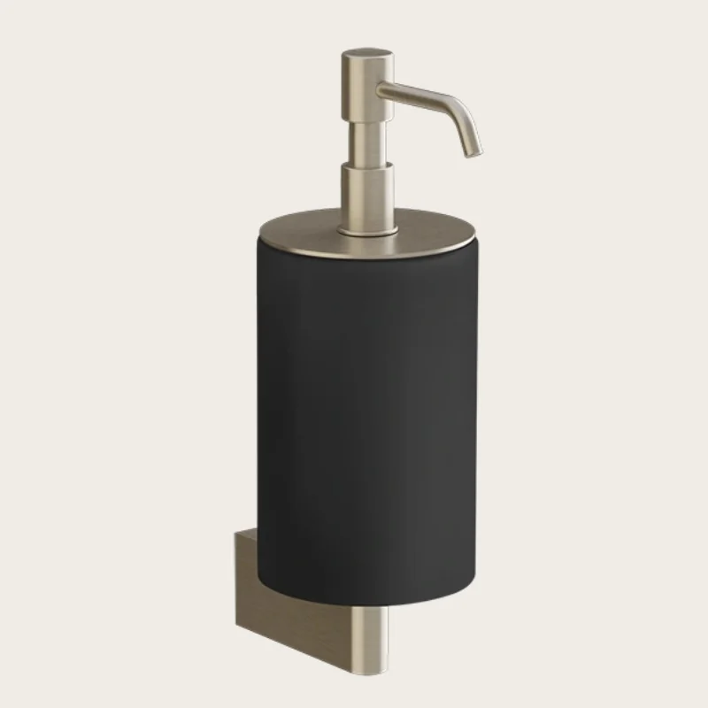 Дозатор для жидкого мыла, Gessi, Origini, шгв 75*127*229, цвет дозатора-Finox Brushed Nickel/чёрный