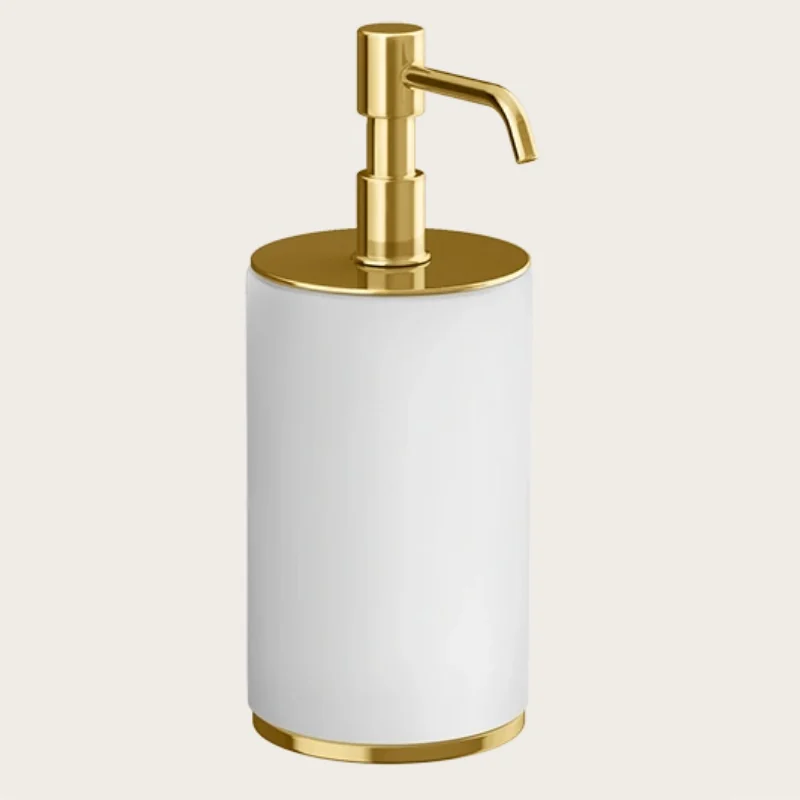 Дозатор для жидкого мыла, Gessi, Origini, шгв 75*97*199, цвет дозатора-Gold PVD/белый