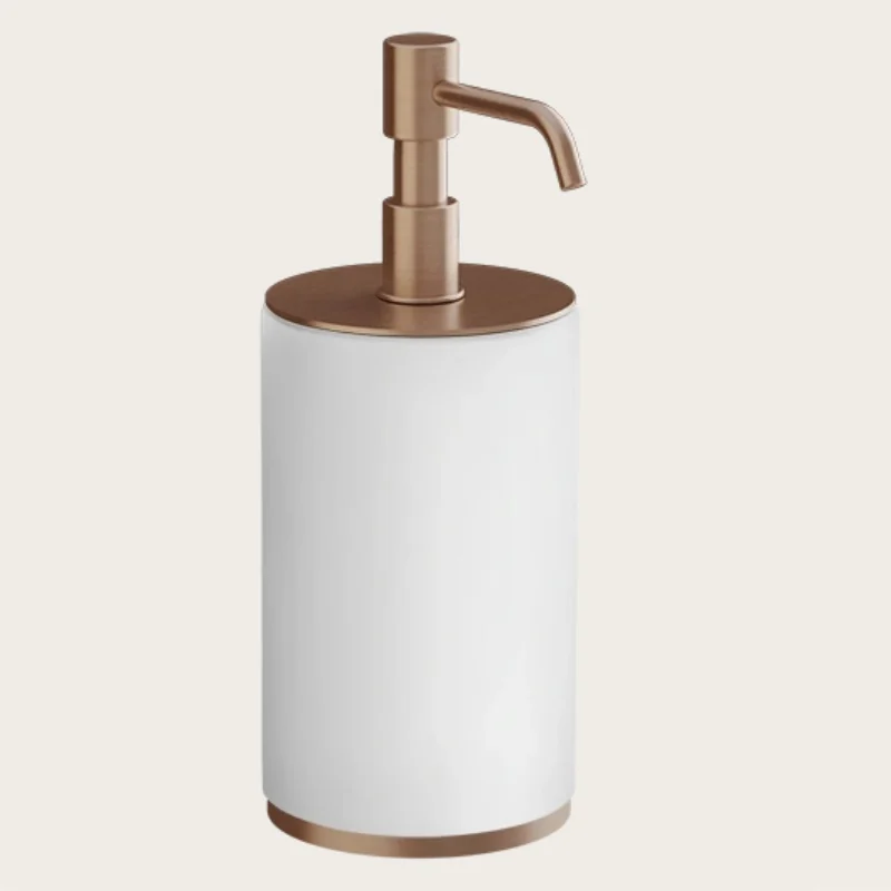 Дозатор для жидкого мыла, Gessi, Origini, шгв 75*97*199, цвет дозатора-Copper Brushed PVD/белый