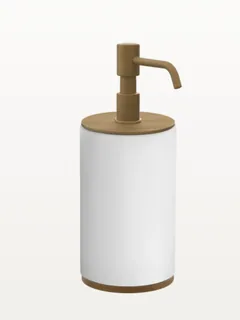 Дозатор для жидкого мыла, Gessi, Anello, шгв 75*97*199, цвет дозатора/колбы-Antique Brass/белый — иконка