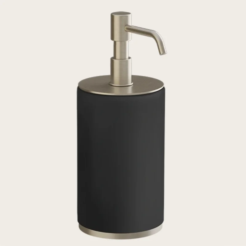 Дозатор для жидкого мыла, Gessi, Origini, шгв 75*97*199, цвет дозатора-Finox Brushed Nickel/чёрный
