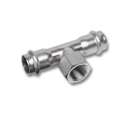 Тройник, Sanha, NiroPress AISI304L, ВПр-ВР-ВПр, 22x3/4x22, 91130G.3