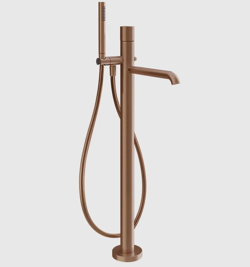 Смеситель для ванны и душа, Gessi, Habito Unito, напольный, цвет-Copper Brushed PVD