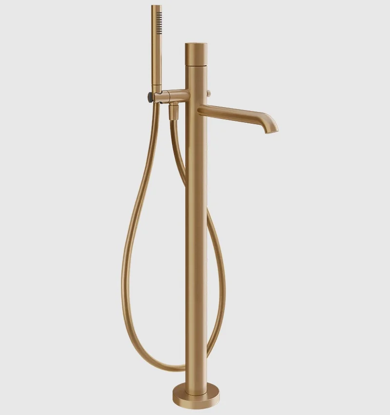 Смеситель для ванны и душа, Gessi, Habito Unito, напольный, цвет-Warm Bronze Brushed PVD