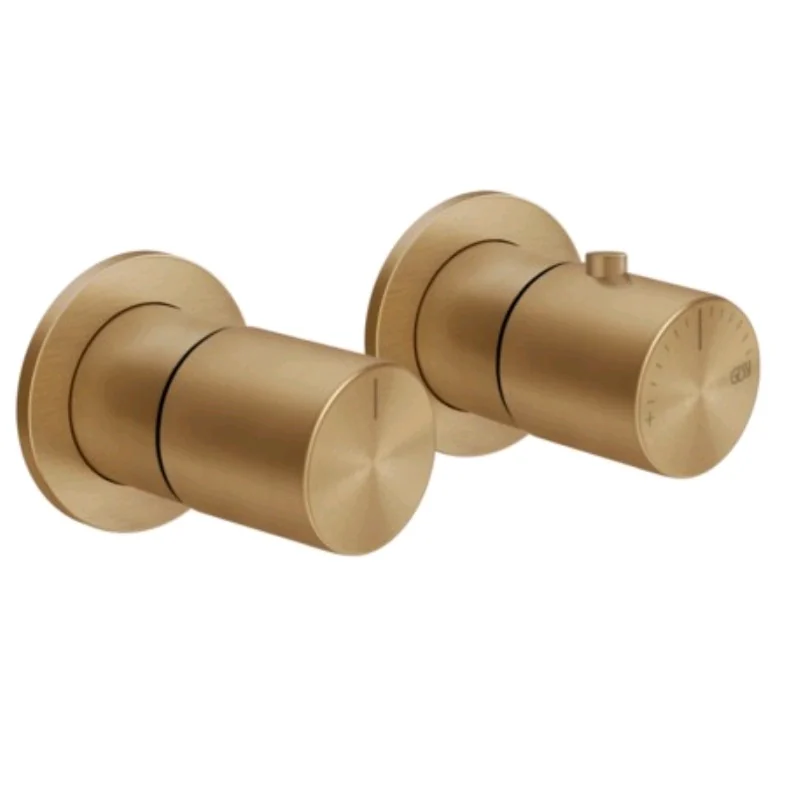 Смеситель для душа, Gessi, Habito Unito, на 2 потребителя, цвет-Warm Bronze Brushed PVD