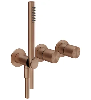 Смеситель для душа, Gessi, Habito Unito, на 2 потребителя, цвет-Copper Brushed PVD