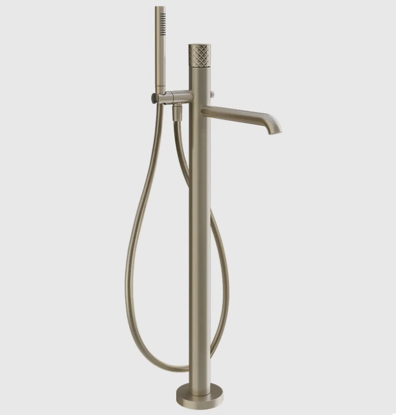 Смеситель для ванны и душа, Gessi, Habito Intreccio, напольный, цвет-Finox Brushed Nickel