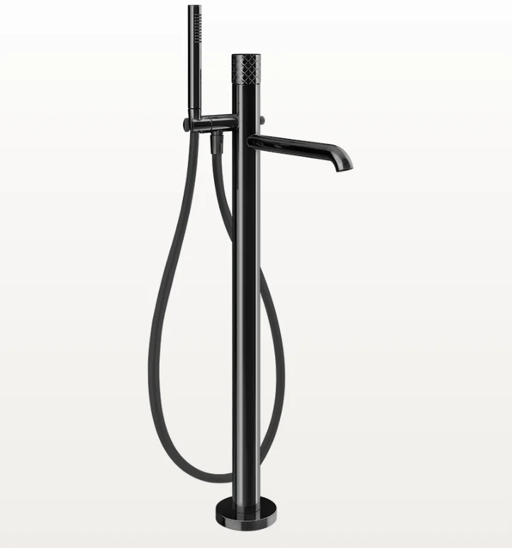 Смеситель для ванны и душа, Gessi, Habito Intreccio, напольный, цвет-Black Metal PVD