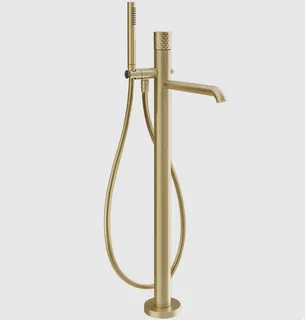 Смеситель для ванны и душа, Gessi, Habito Intreccio, напольный, цвет-Brushed Brass PVD — иконка