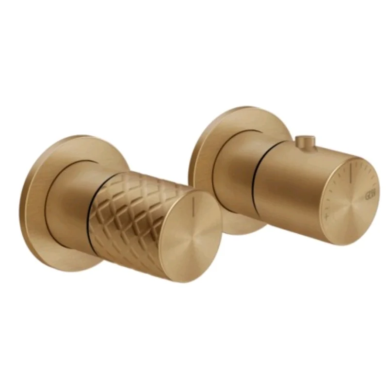 Смеситель для душа, Gessi, Habito Intreccio, на 2 потребителя, цвет-Warm Bronze Brushed PVD