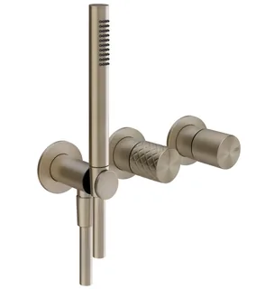 Смеситель для душа, Gessi, Habito Intreccio, на 2 потребителя, цвет-Finox Brushed Nickel