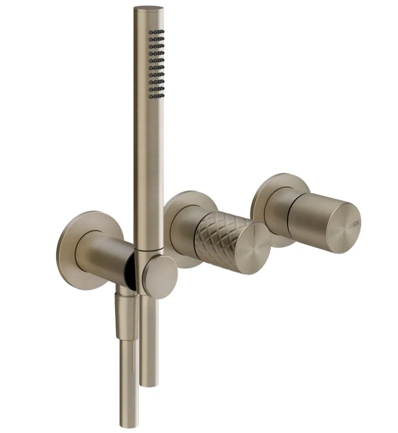 Смеситель для душа, Gessi, Habito Intreccio, на 2 потребителя, цвет-Finox Brushed Nickel