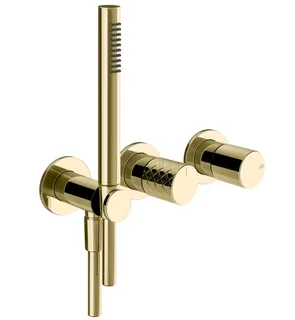 Смеситель для душа, Gessi, Habito Intreccio, на 2 потребителя, цвет-Brass PVD