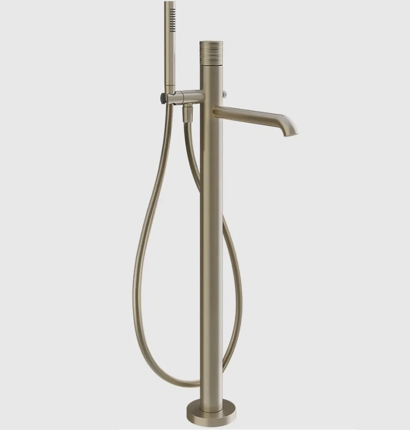Смеситель для ванны и душа, Gessi, Habito Trame, напольный, цвет-Finox Brushed Nickel