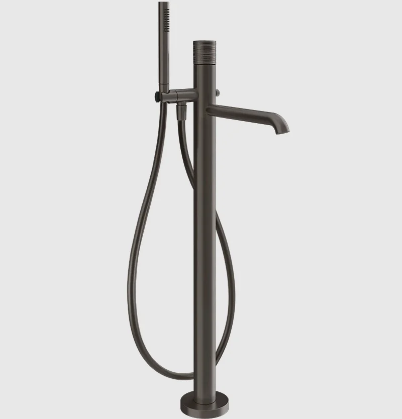 Смеситель для ванны и душа, Gessi, Habito Trame, напольный, цвет-Black Metal Brushed PVD
