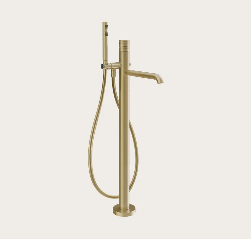 Смеситель для ванны и душа, Gessi, Habito Trame, напольный, цвет-Brushed Brass PVD