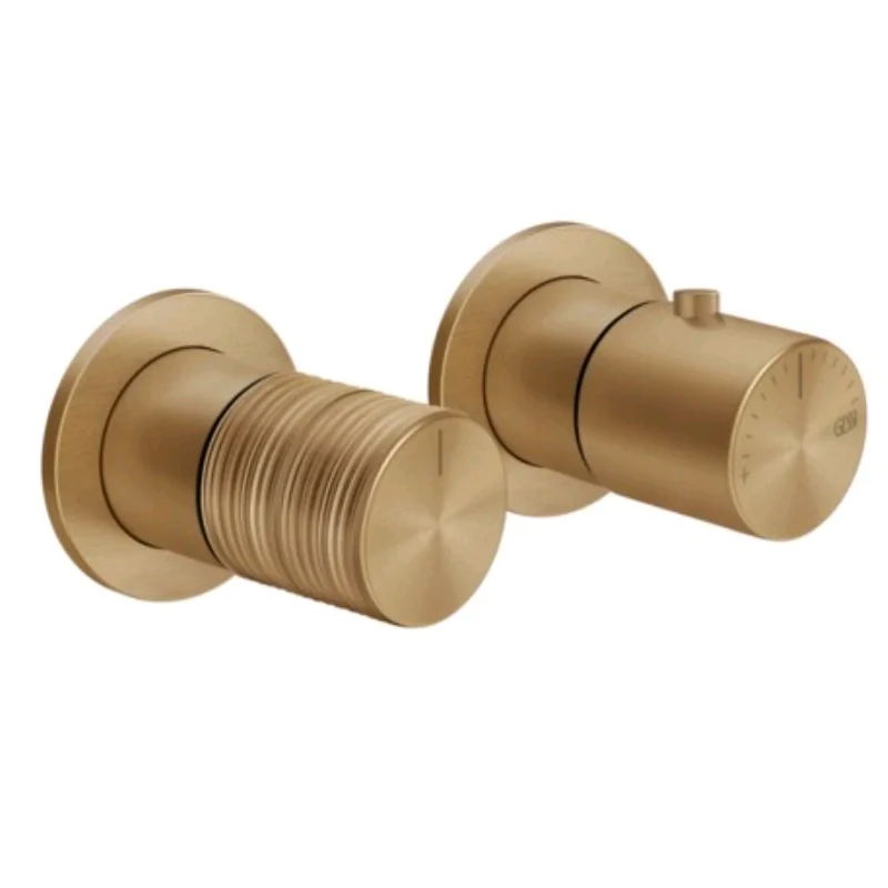 Смеситель для душа, Gessi, Habito Trame, на 2 потребителя, цвет-Warm Bronze Brushed PVD