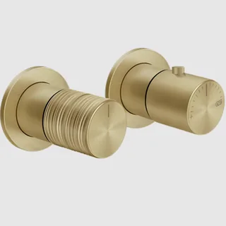 Смеситель для душа, Gessi, Habito Trame, на 3 потребителя, настенный встраиваемый, цвет-Brushed Brass PVD