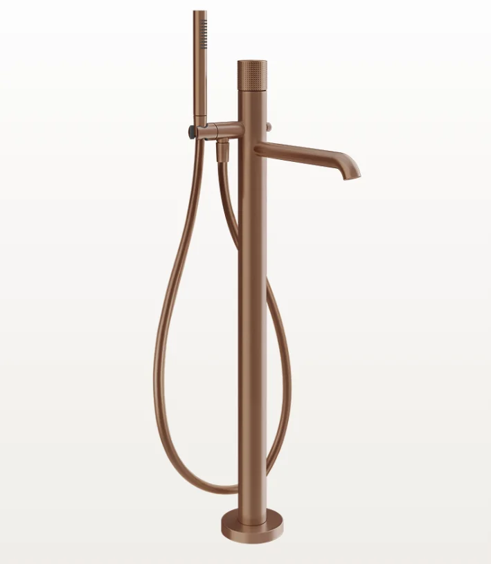 Смеситель для ванны и душа, Gessi, Habito Cesello, напольный, цвет-Copper Brushed PVD