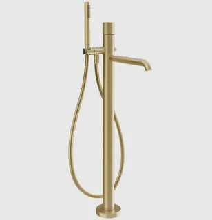 Смеситель для ванны и душа, Gessi, Habito Cesello, напольный, цвет-Brushed Brass PVD