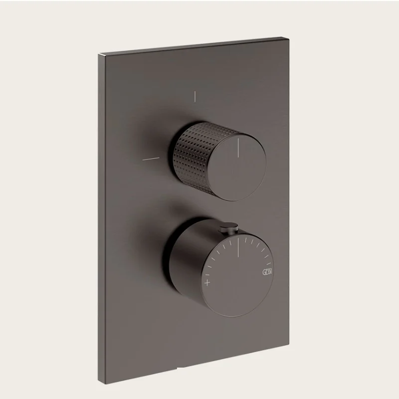 Смеситель для душа, Gessi, Habito Cesello, на 2 потребителя, настенный встраиваемый, цвет-Black Metal Brushed PVD