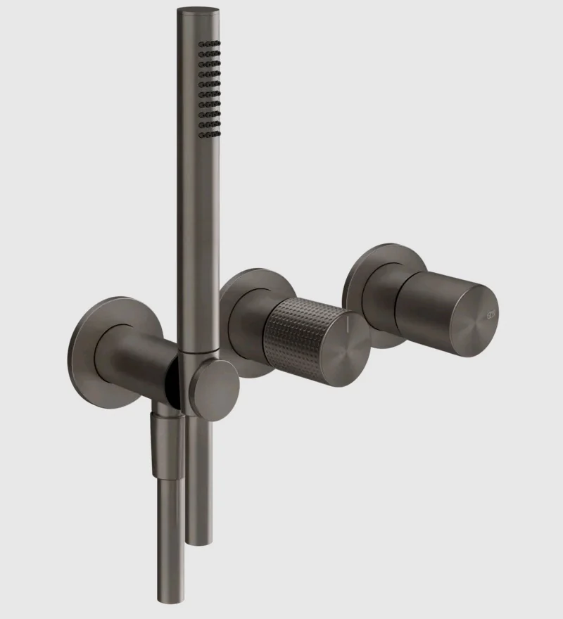 Смеситель для душа, Gessi, Habito Cesello, на 2 потребителя, цвет-Black Metal Brushed PVD