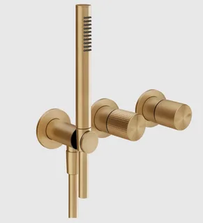 Смеситель для душа, Gessi, Habito Cesello, на 2 потребителя, цвет-Warm Bronze Brushed PVD