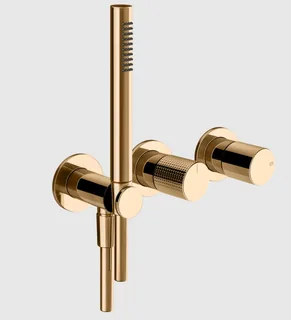 Смеситель для душа, Gessi, Habito Cesello, на 2 потребителя, цвет-Warm Bronze PVD