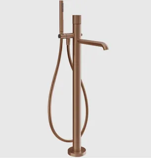 Смеситель для ванны и душа, Gessi, Habito Rigato, напольный, цвет-Copper Brushed PVD