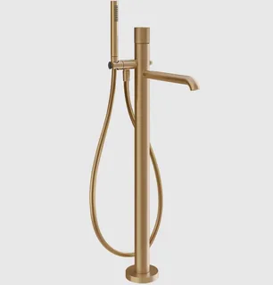 Смеситель для ванны и душа, Gessi, Habito Rigato, напольный, цвет-Warm Bronze Brushed PVD