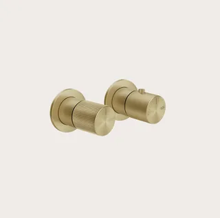 Смеситель для душа, Gessi, Habito Rigato, на 2 потребителя, настенный встраиваемый, цвет-Brushed Brass PVD
