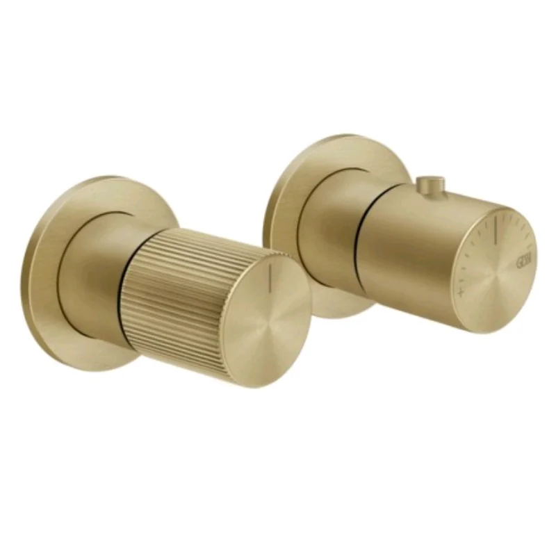 Смеситель для душа, Gessi, Habito Rigato, на 3 потребителя, цвет-Brushed Brass PVD