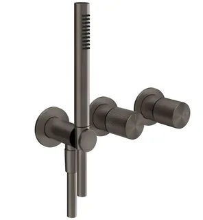 Смеситель для душа, Gessi, Habito Rigato, на 2 потребителя, цвет-Black Metal Brushed PVD