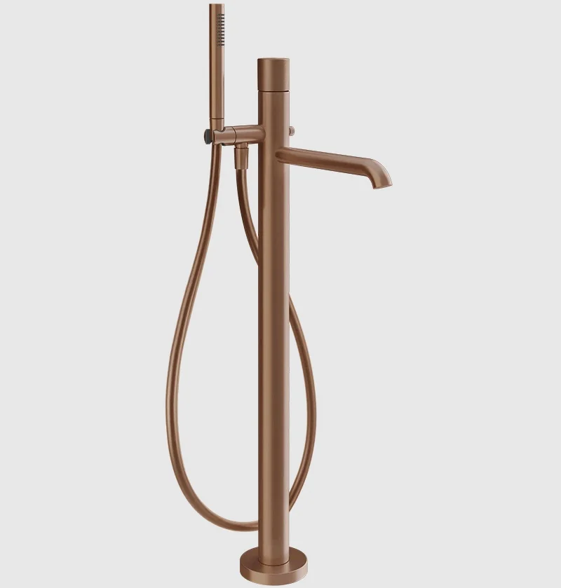 Смеситель для ванны и душа, Gessi, Habito Diamantato, напольный, цвет-Copper Brushed PVD