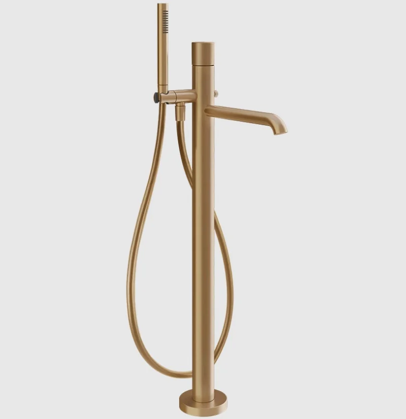 Смеситель для ванны и душа, Gessi, Habito Diamantato, напольный, цвет-Warm Bronze Brushed PVD