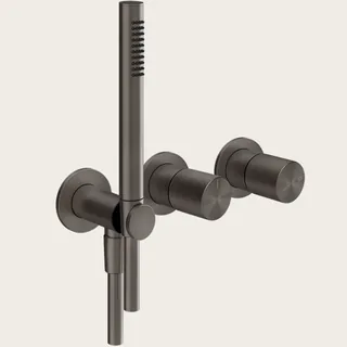 Смеситель для душа, Gessi, Habito Diamantato, на 2 потребителя, цвет-Black Metal Brushed PVD