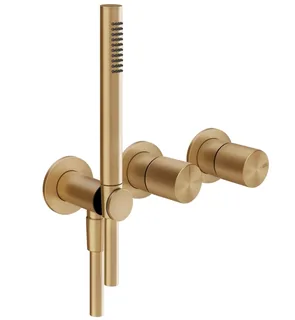 Смеситель для душа, Gessi, Habito Diamantato, на 2 потребителя, цвет-Warm Bronze Brushed PVD