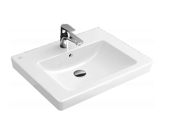 Раковина, Villeroy&Boch, Subway 2.0, шг 600*470, отверстия для смесителя-1 сквозное, 2 промаркированных, CeramicPlus, цвет-альпийский белый