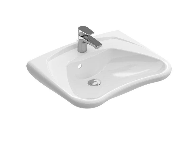 Раковина, Villeroy&Boch, O'Novo Vita, шг 600*490, отверстия для смесителя-1 сквозное, 2 промаркированных, CeramicPlus, цвет-альпийский белый