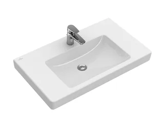 Раковина, Villeroy&Boch, Subway 2.0, шг 800*470, отверстия для смесителя-1 сквозное, 2 промаркированных, цвет-альпийский белый