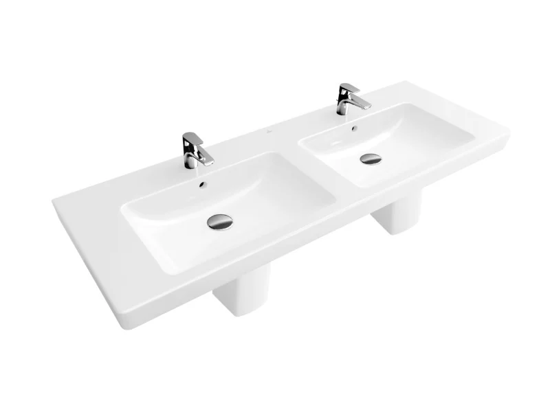Раковина, Villeroy&Boch, Subway 2.0, шг 1300*470, отверстия для смесителя-2 сквозных, 4 промаркированных, цвет-альпийский белый