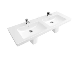 Раковина, Villeroy&Boch, Subway 2.0, шг 1300*470, отверстия для смесителя-2 сквозных, 4 промаркированных, CeramicPlus, цвет-альпийский белый