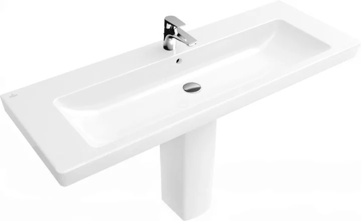Раковина, Villeroy&Boch, Subway 2.0, шг 1300*470, отверстия для смесителя-1 сквозное, 2 промаркированных, CeramicPlus, цвет-альпийский белый