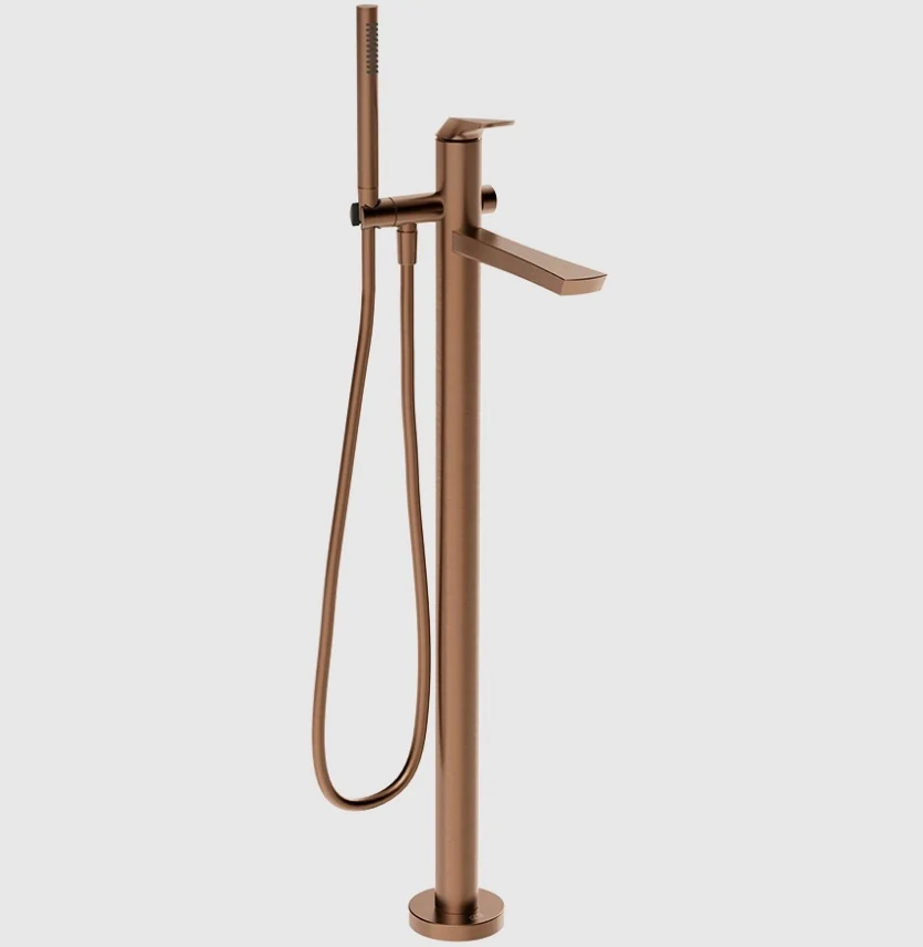 Смеситель для ванны и душа, Gessi, Ventaglio, напольный, цвет-Copper Brushed PVD