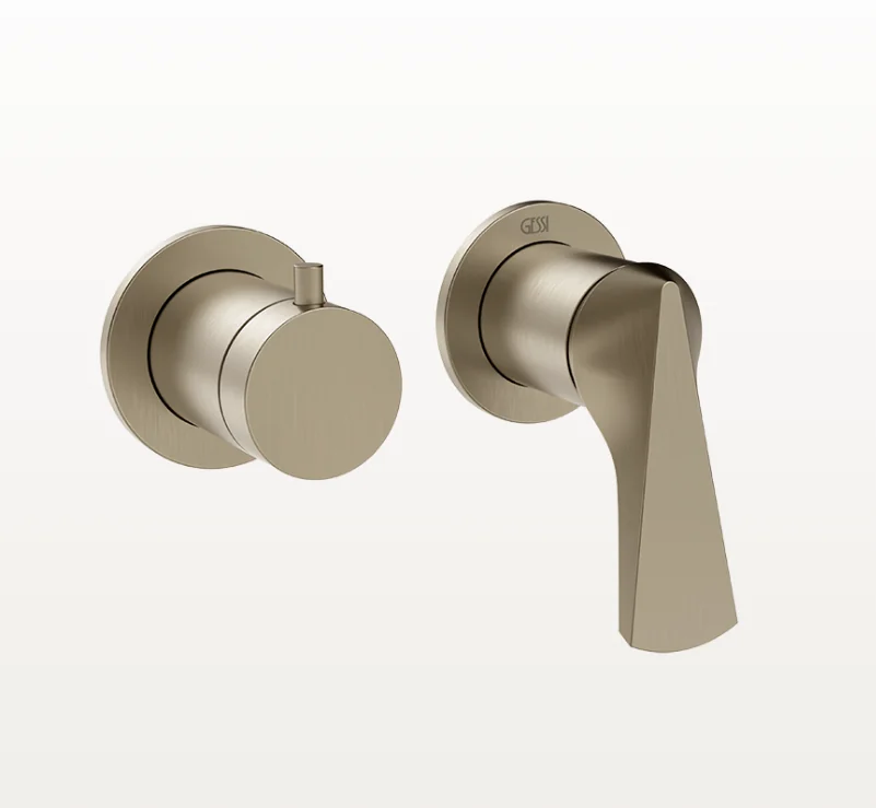 Смеситель для душа, Gessi, Ventaglio, на 2 потребителя, настенный встраиваемый, цвет-Finox Brushed Nickel