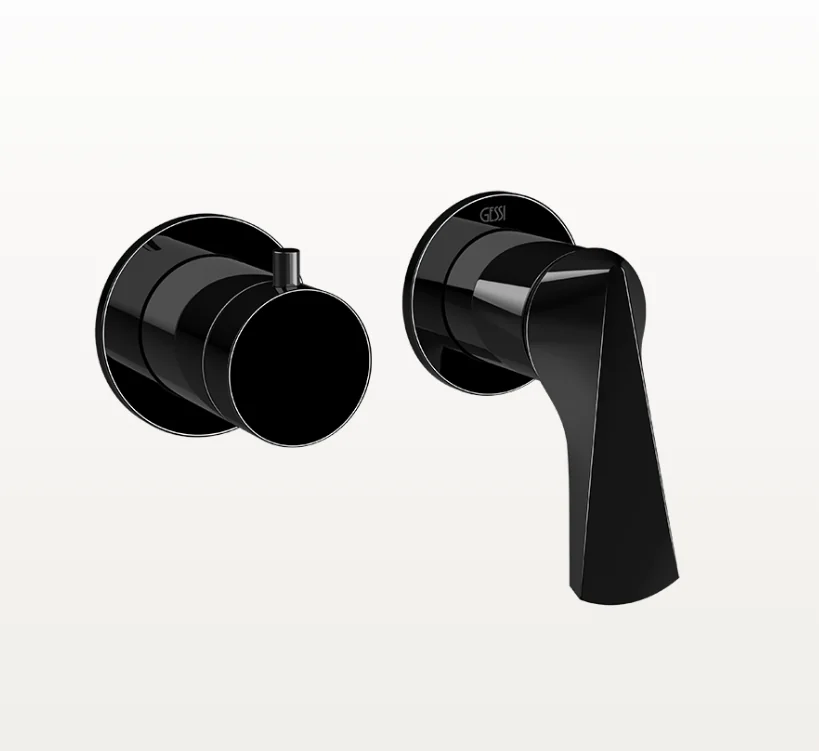 Смеситель для душа, Gessi, Ventaglio, на 2 потребителя, настенный встраиваемый, цвет-Black Metal PVD