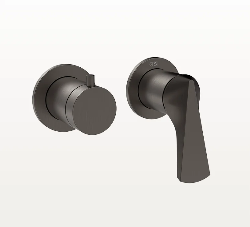 Смеситель для душа, Gessi, Ventaglio, на 2 потребителя, настенный встраиваемый, цвет-Black Metal Brushed PVD
