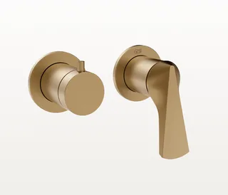 Смеситель для душа, Gessi, Ventaglio, на 2 потребителя, настенный встраиваемый, цвет-Warm Bronze Brushed PVD